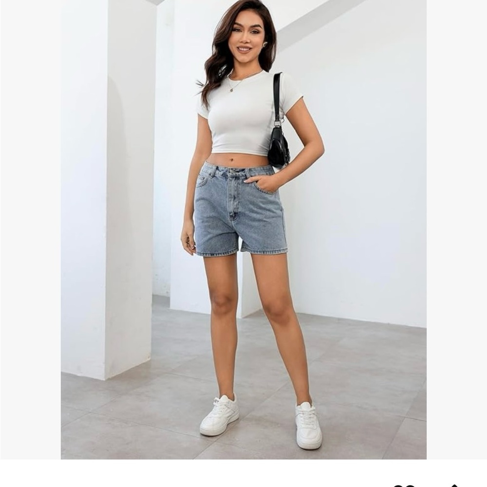 Women's Blue Denim Dad Shorts